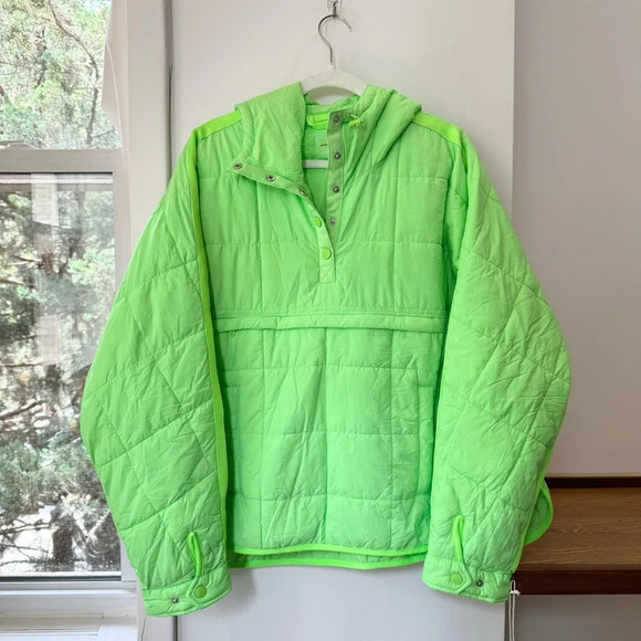 NWT Free People Pippa Packable Pullover Puffer Jacket Lime Green Large - Picture 8 of 9